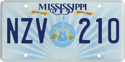 MS license plate NZV210
