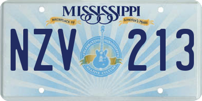 MS license plate NZV213