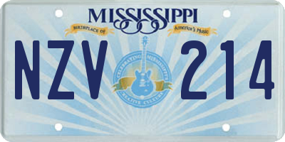 MS license plate NZV214