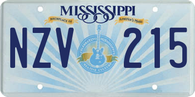 MS license plate NZV215