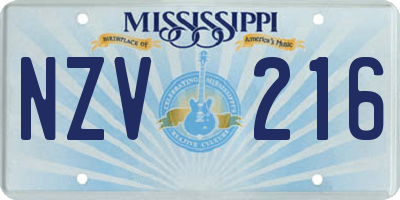 MS license plate NZV216