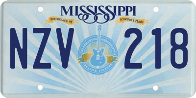 MS license plate NZV218