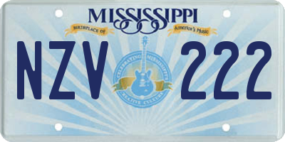 MS license plate NZV222