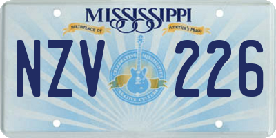 MS license plate NZV226