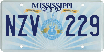 MS license plate NZV229