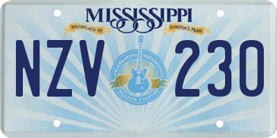 MS license plate NZV230