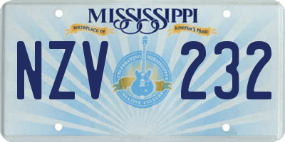MS license plate NZV232