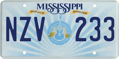 MS license plate NZV233