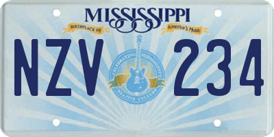 MS license plate NZV234