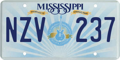 MS license plate NZV237
