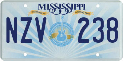 MS license plate NZV238
