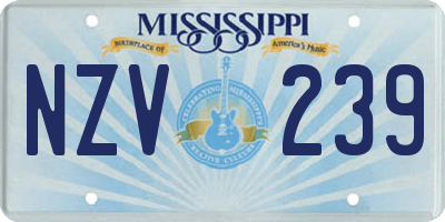 MS license plate NZV239