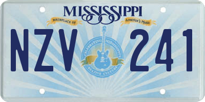 MS license plate NZV241