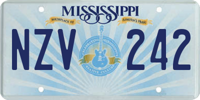 MS license plate NZV242