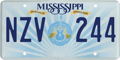 MS license plate NZV244