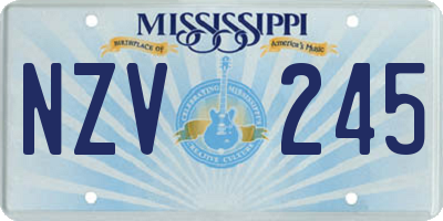 MS license plate NZV245