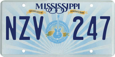 MS license plate NZV247