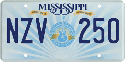 MS license plate NZV250