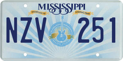 MS license plate NZV251