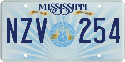 MS license plate NZV254