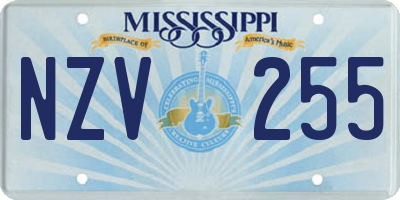 MS license plate NZV255