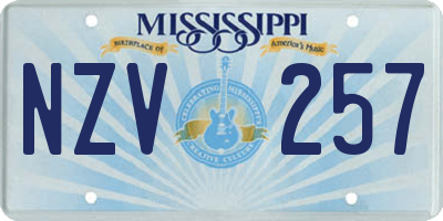 MS license plate NZV257