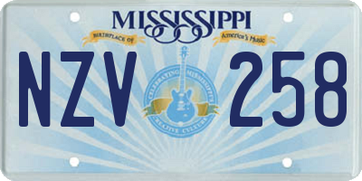 MS license plate NZV258