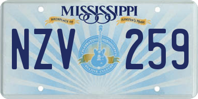 MS license plate NZV259