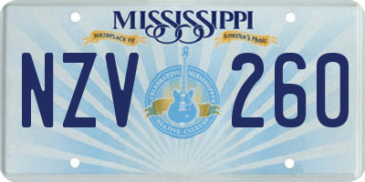 MS license plate NZV260