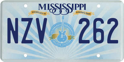 MS license plate NZV262