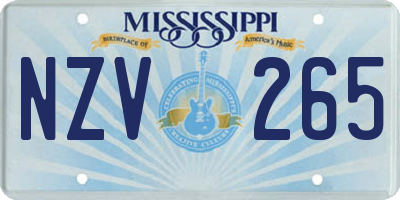 MS license plate NZV265