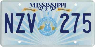 MS license plate NZV275