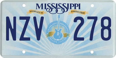 MS license plate NZV278