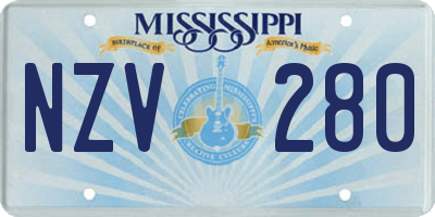 MS license plate NZV280