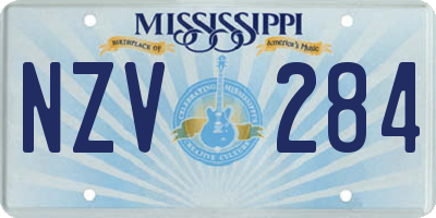 MS license plate NZV284