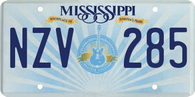 MS license plate NZV285