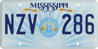 MS license plate NZV286
