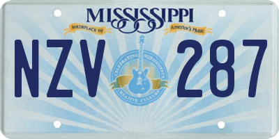 MS license plate NZV287
