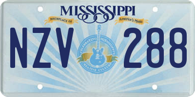 MS license plate NZV288