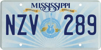 MS license plate NZV289