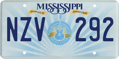 MS license plate NZV292