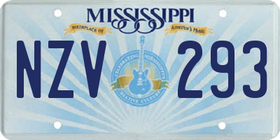 MS license plate NZV293