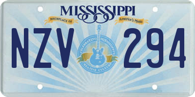 MS license plate NZV294
