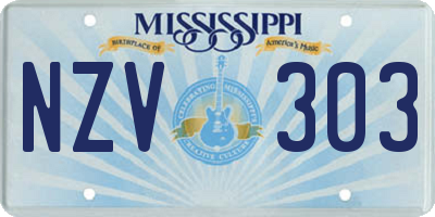 MS license plate NZV303