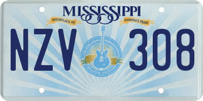 MS license plate NZV308