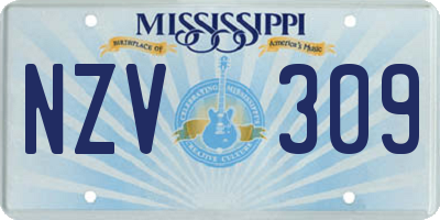 MS license plate NZV309