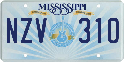 MS license plate NZV310