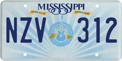 MS license plate NZV312