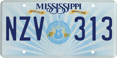 MS license plate NZV313