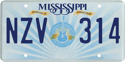 MS license plate NZV314